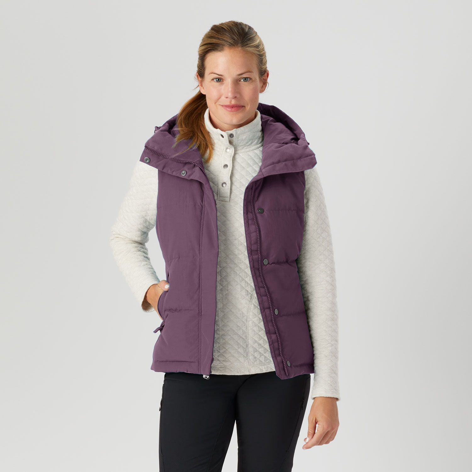 Women's Ruffer Puffer Hooded Down Vest, 73050 (Blue Harbor)